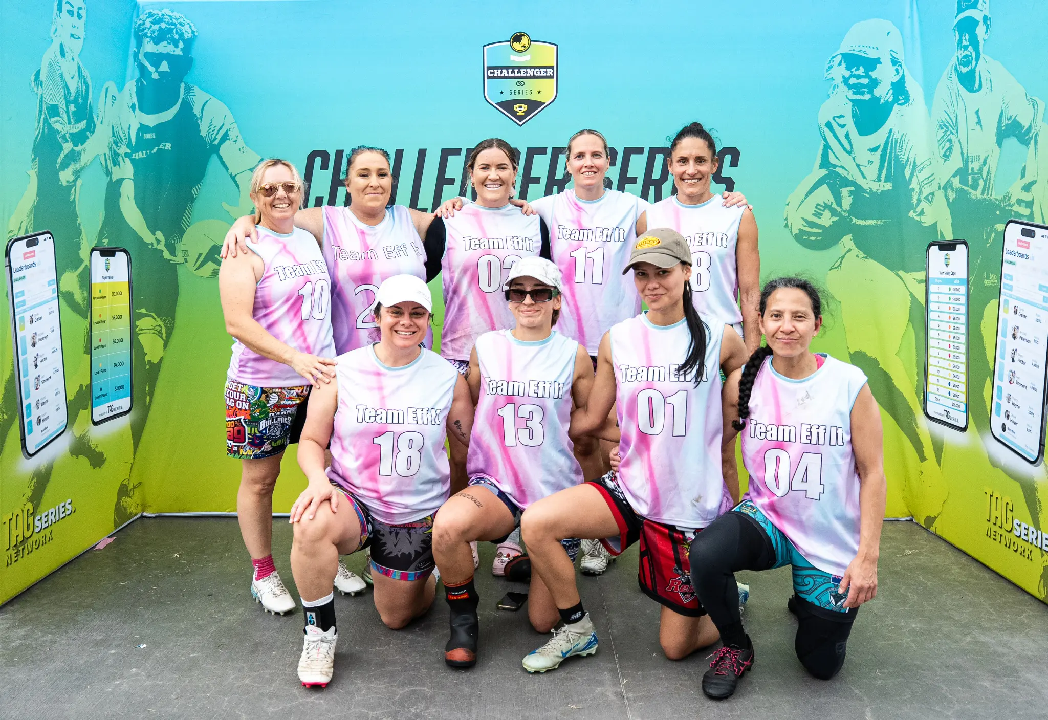 A Challenger team wearing matching numbered shirts